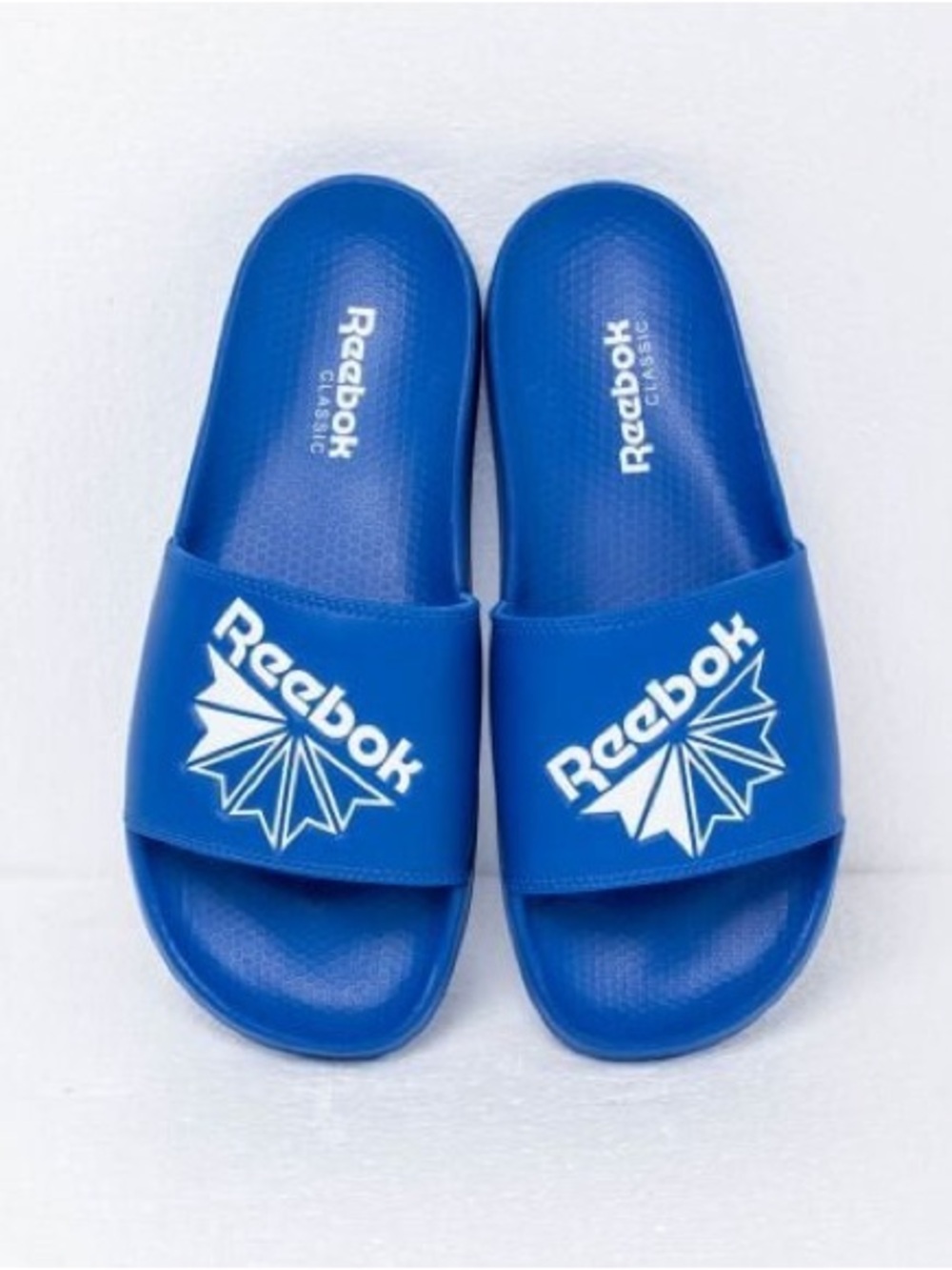 Reebok Royal Blue Slide Sandals with White Logo